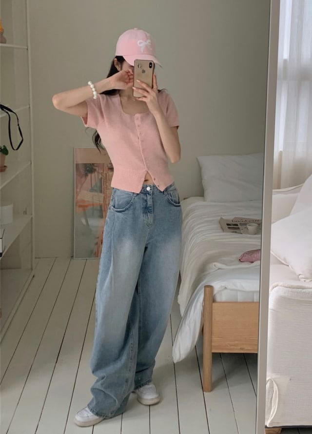 [Lazy Style] Pintuck Balloon Wide Denim
