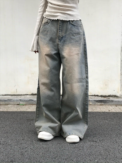 【Keychain Set】Vintage Washing Wide Jeans