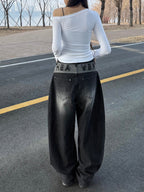 【🖤彎刀褲】Heaven Patch Wide Jeans