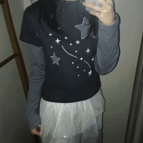 【層疊穿搭】Layered Star Patch Tee