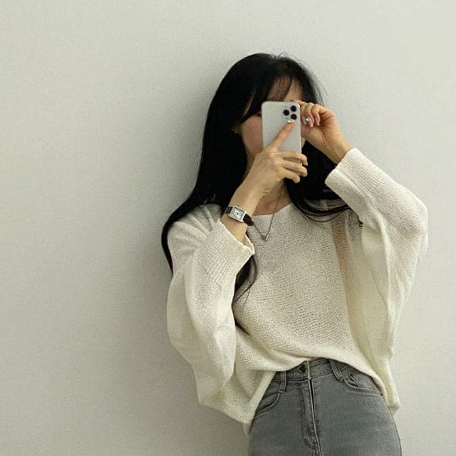 Orders surge! Basic loose-fitting knit long-sleeved shirt