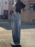 [Lazy Style] Pintuck Balloon Wide Denim