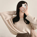Orders surge! Basic loose-fitting knit long-sleeved shirt