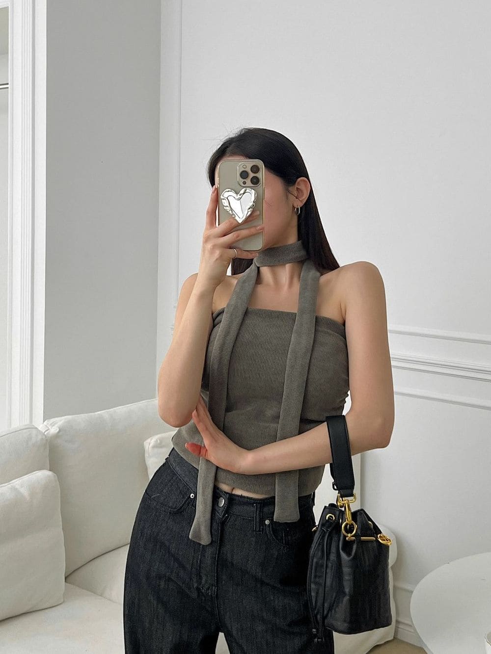 【y2k vibe】Serenity Scarf Top Set