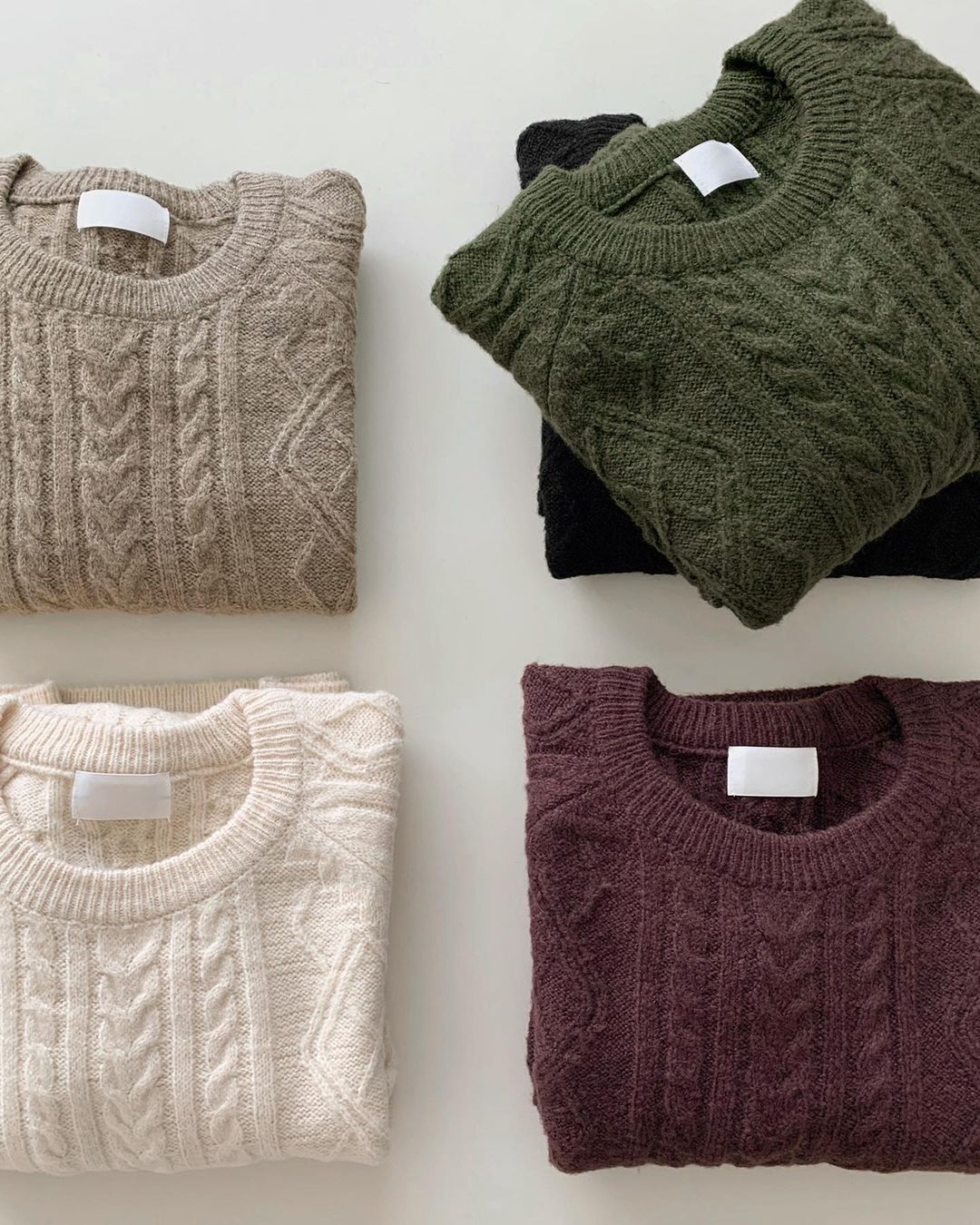 Autumn/Winter Color-Coated Cable Knit Tops