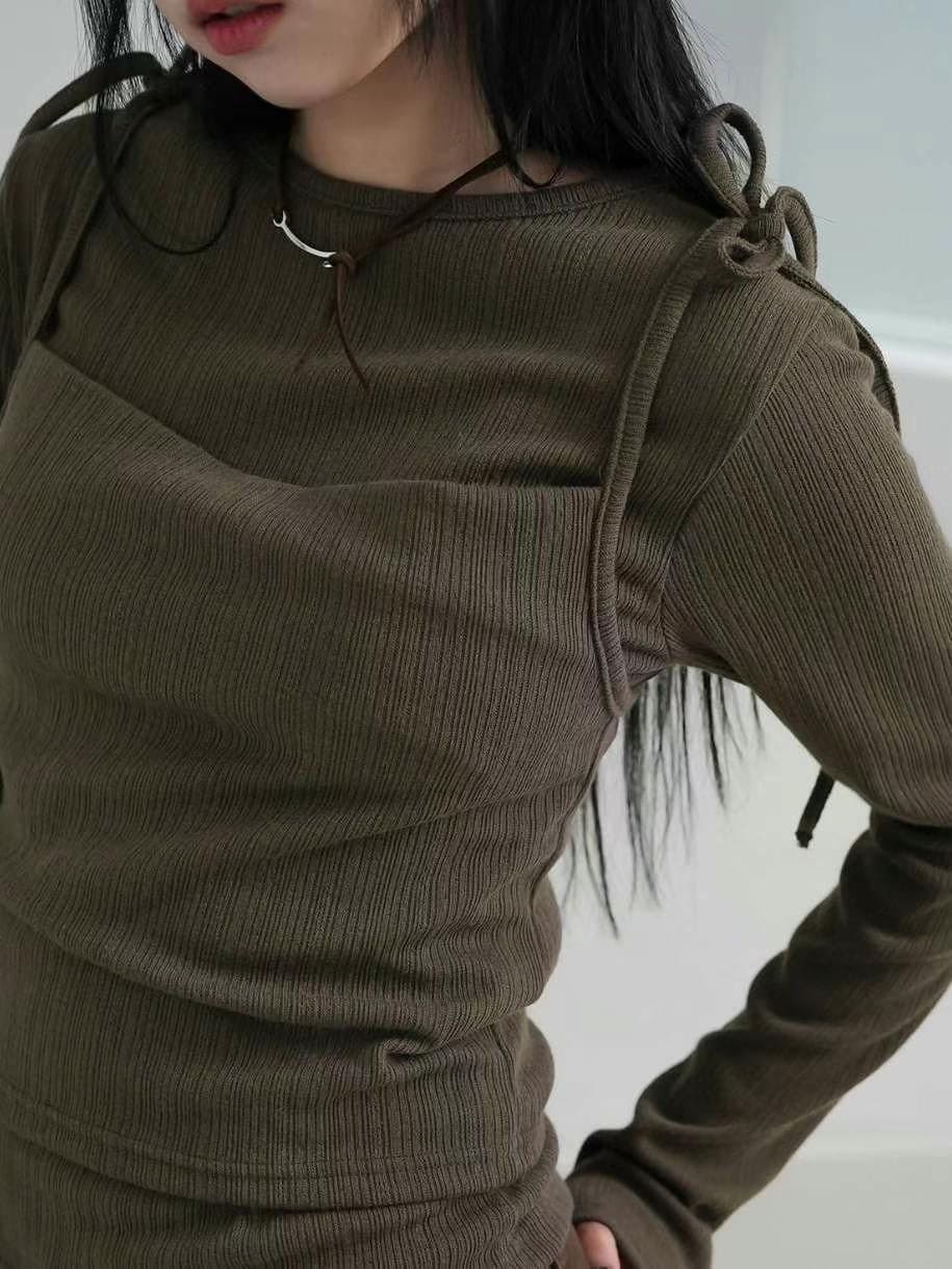 【🤎y2k vibe】Layered Top Set 