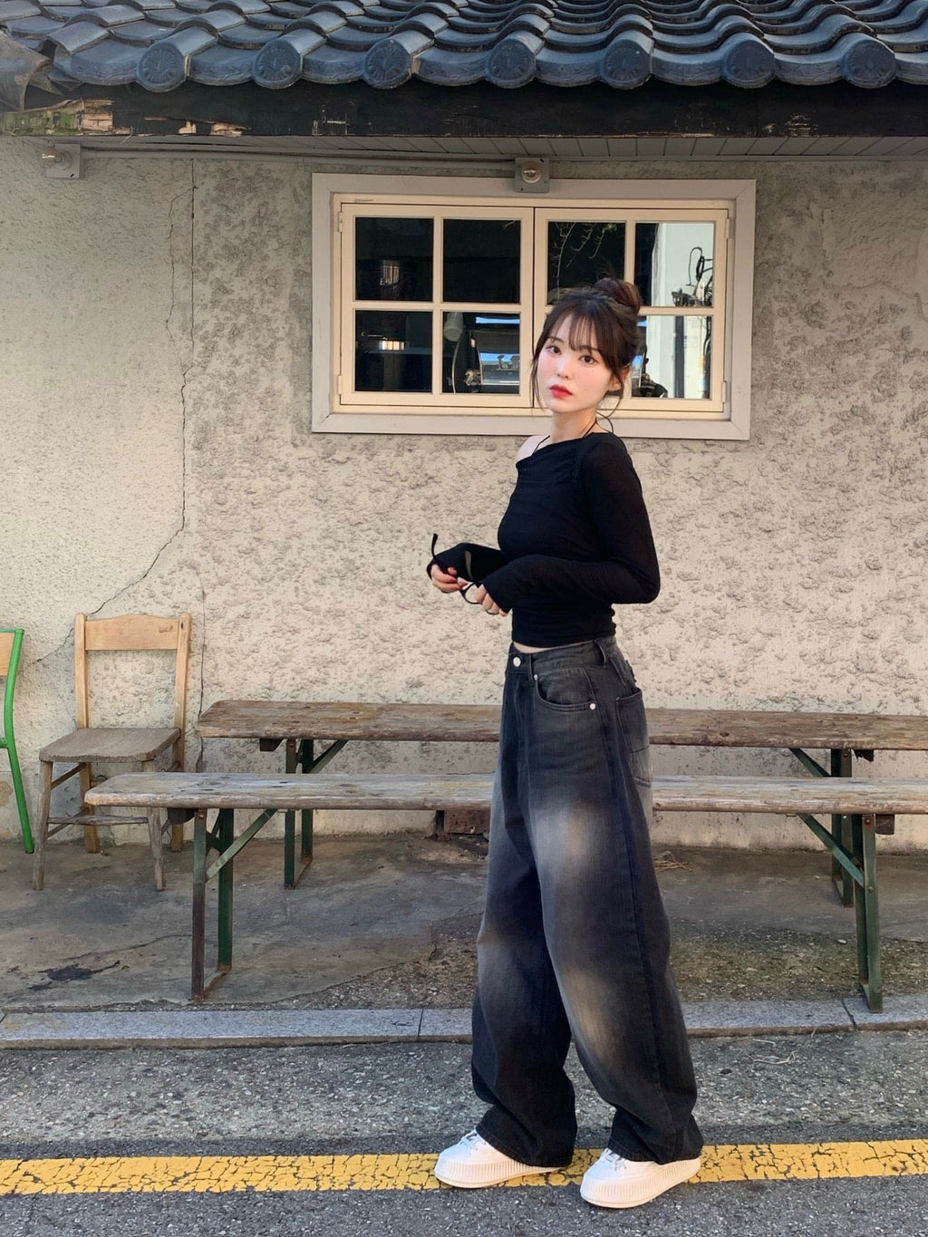 【🖤y2k vibe】Back Wide Jeans