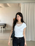 【甜美小性感】Lace Shirring Blouse