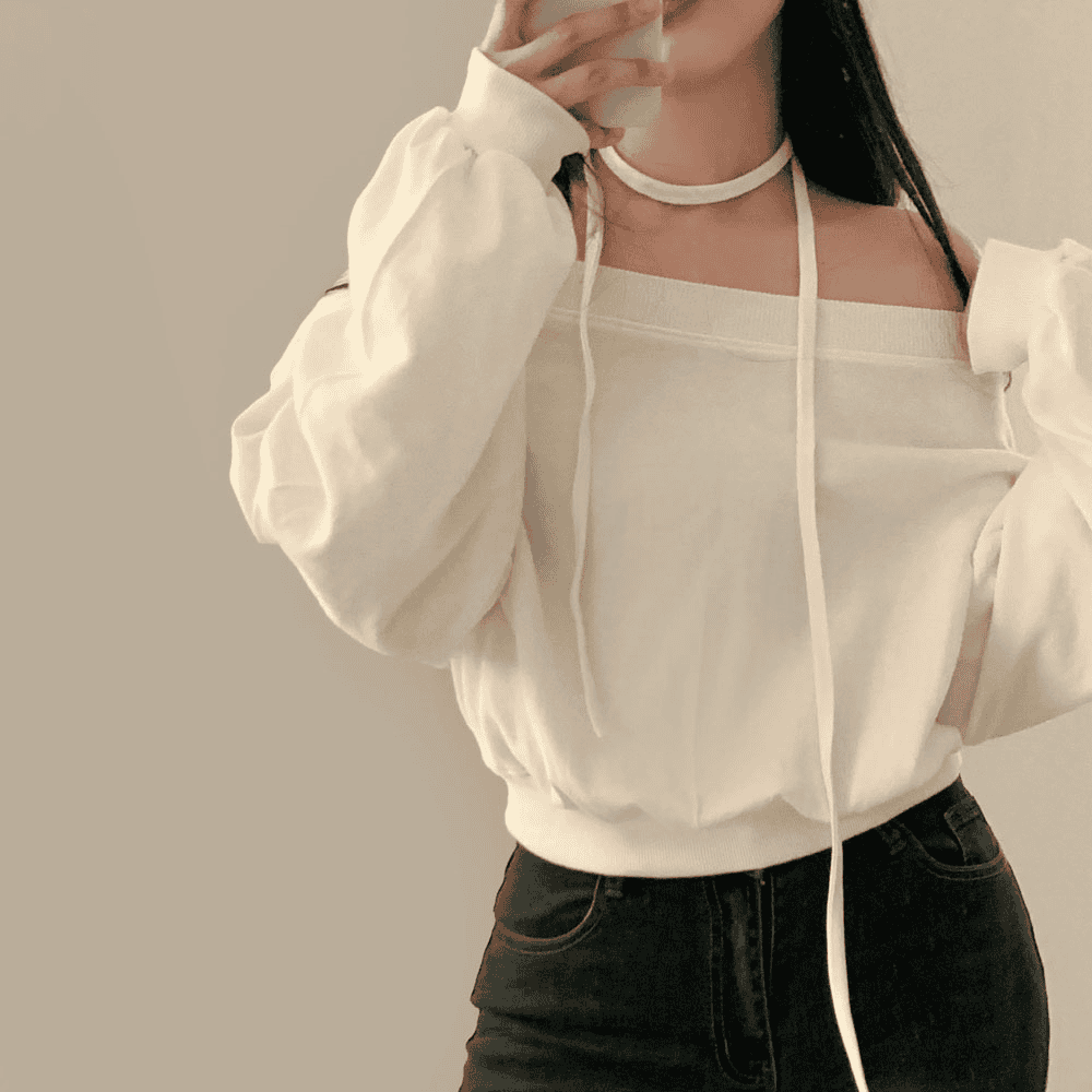 【型格休閒】Off Shoulder Sweatshirt Scarf Set