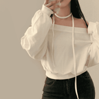 【型格休閒】Off Shoulder Sweatshirt Scarf Set