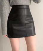 Simple and versatile soft leather skirt 