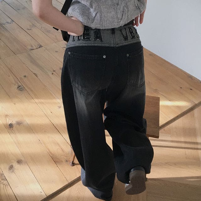 【🖤彎刀褲】Heaven Patch Wide Jeans