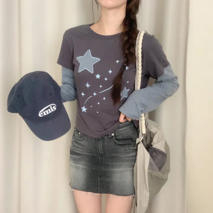 【層疊穿搭】Layered Star Patch Tee