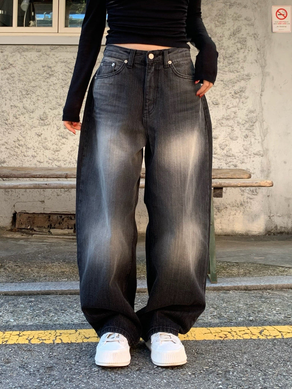 【🖤y2k vibe】Back Wide Jeans