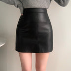 Simple and versatile soft leather skirt 