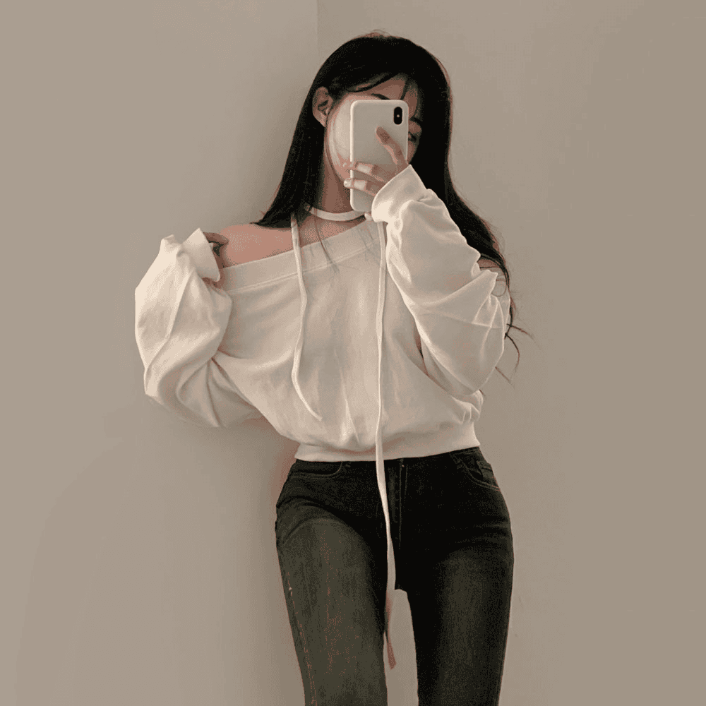 【型格休閒】Off Shoulder Sweatshirt Scarf Set