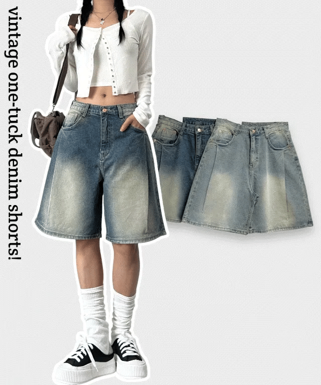 【慵懶風】Balloon Denim Half Pants