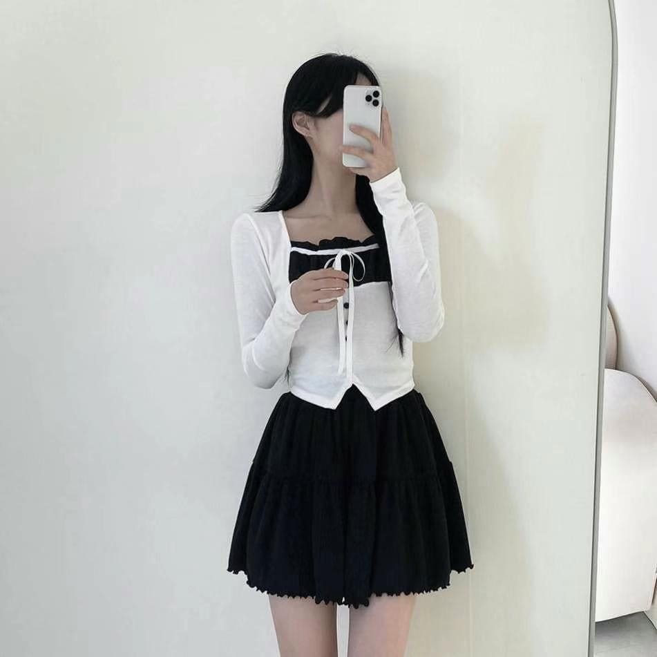 【🖤流行Y2K】Ribbon Slit Top