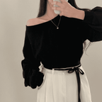 【型格休閒】Off Shoulder Sweatshirt Scarf Set