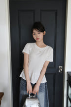 【🤍Korean Chic Relaxed Style】Ruffles Dot Tee 