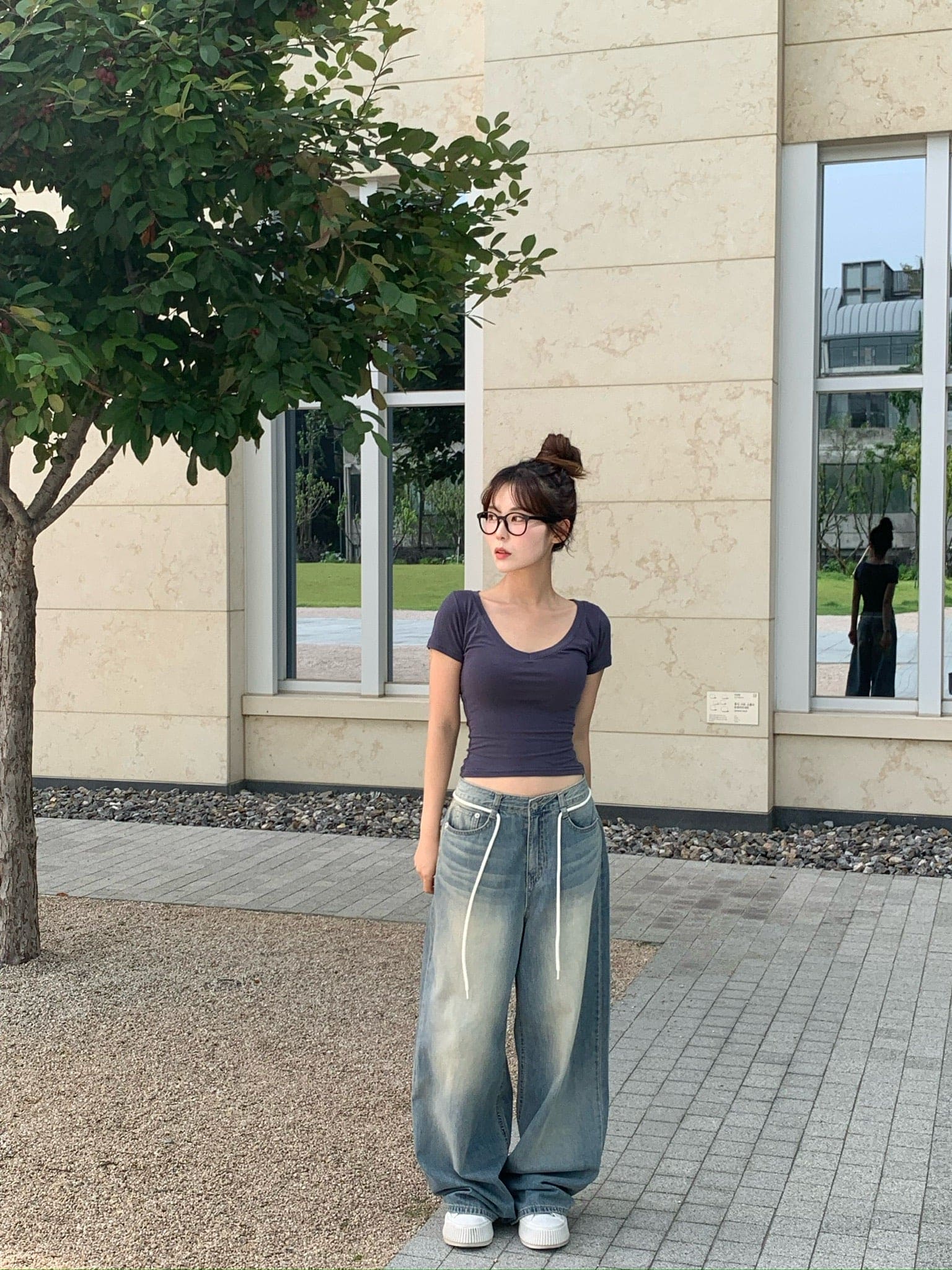 【y2k vibe】String Balloon Wide Jeans