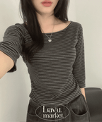 【顯瘦七分袖】Boat Neck Slim Tee