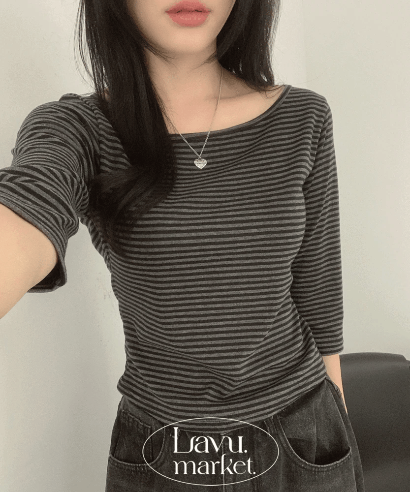 【顯瘦七分袖】Boat Neck Slim Tee