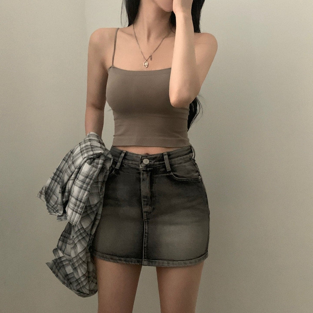 [Korean Hot Item!] Washing Denim Mini Skirt 