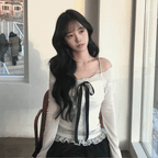 【🩶約會Pick】Ribbon Rose Top