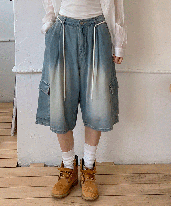 【y2k vibe】Cargo Wide Half Pants
