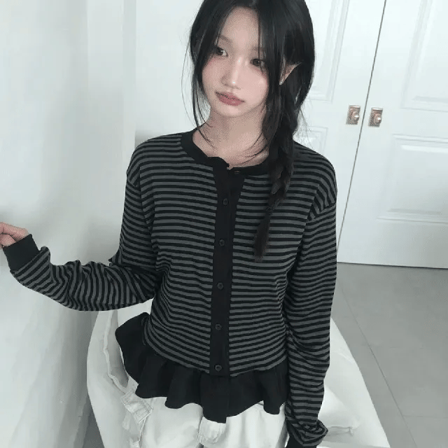 【🩶韓系y2k】Cancan Frill Cardigan