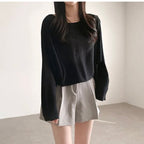 Orders surge! Basic loose-fitting knit long-sleeved shirt