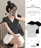 【🖤Korean Style Y2K】PokaDot Lace Tee 