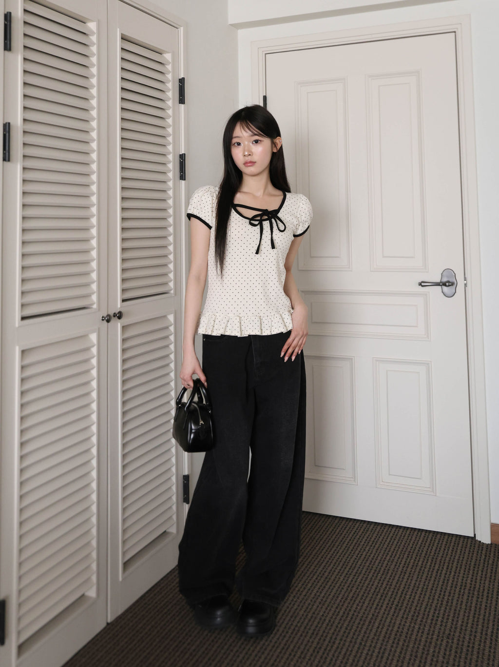 【🖤y​​2k hits】Dot Ruffles Top 