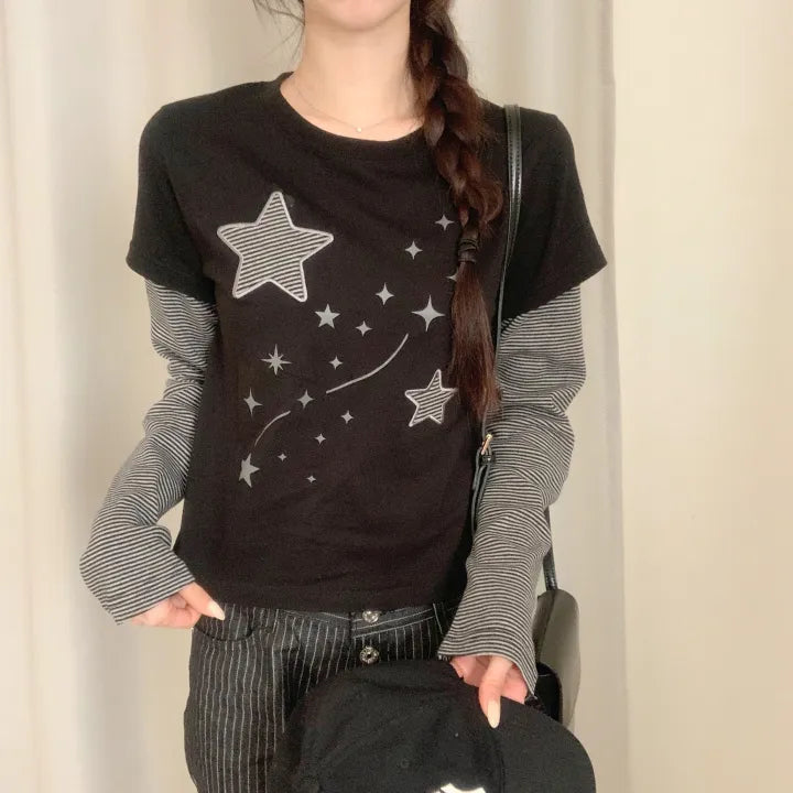 【層疊穿搭】Layered Star Patch Tee