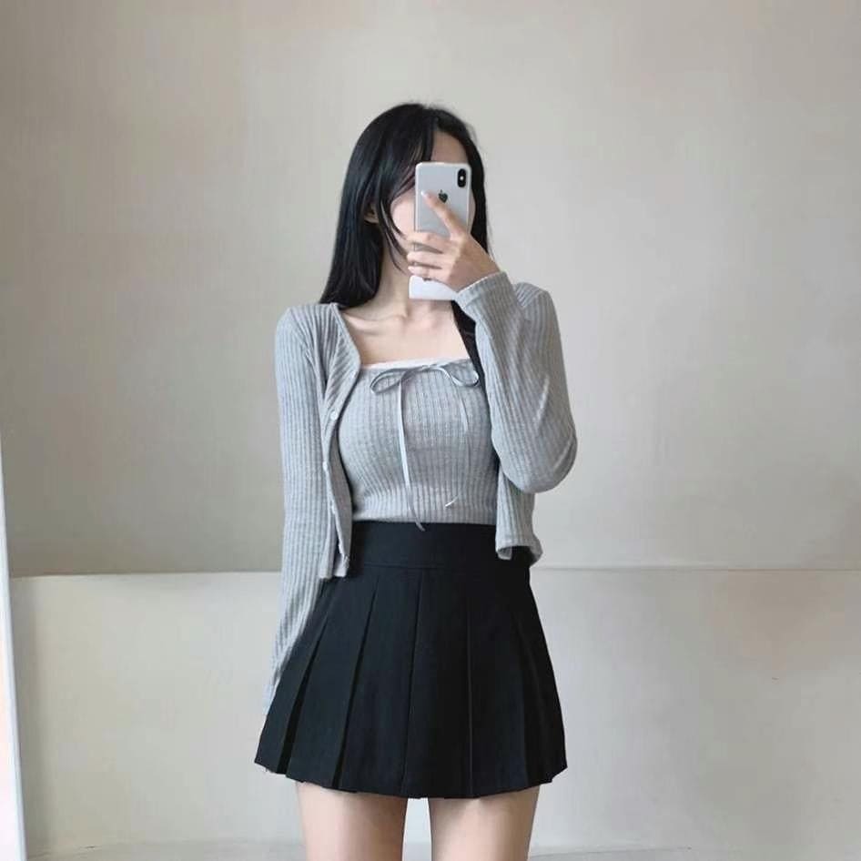 【🩰Ballet Core】Ribbon Lace Cardigan Set 