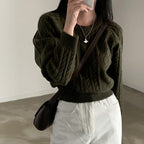 Autumn/Winter Color-Coated Cable Knit Tops