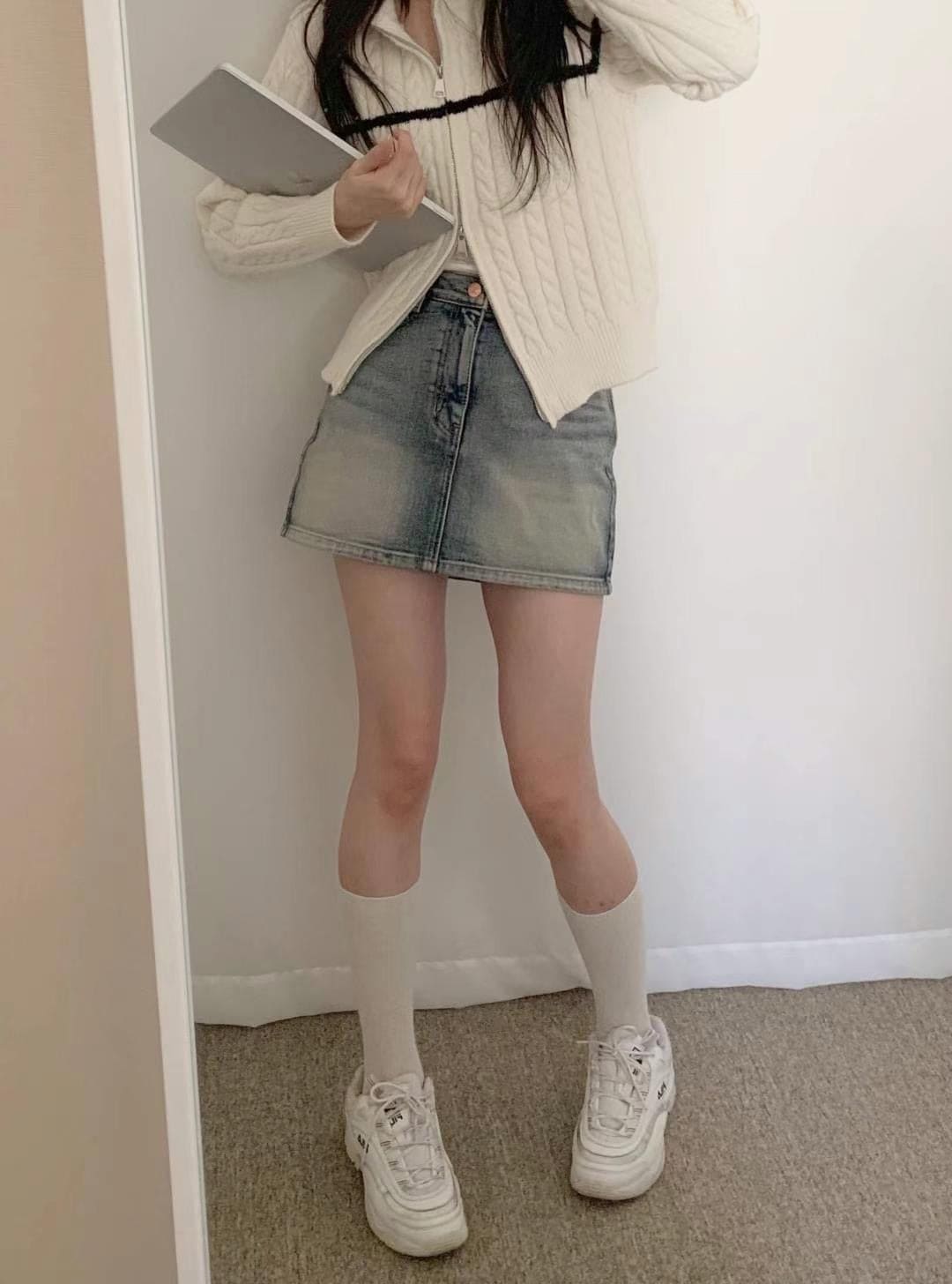 [Korean Hot Item!] Washing Denim Mini Skirt 