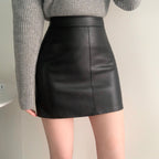 Simple and versatile soft leather skirt 