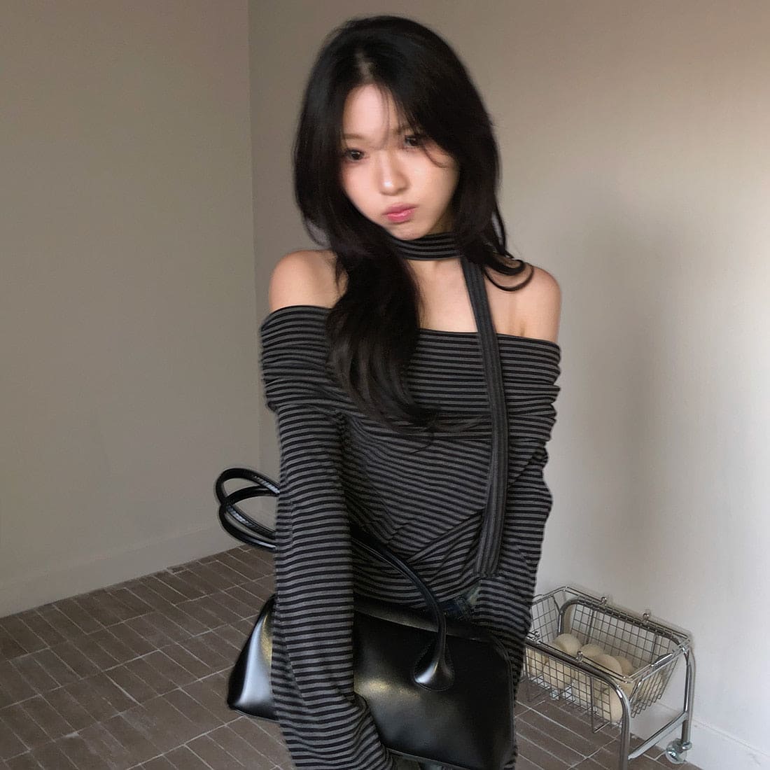 【🗝️Date Essential】Stripe Off Shoulder Set 