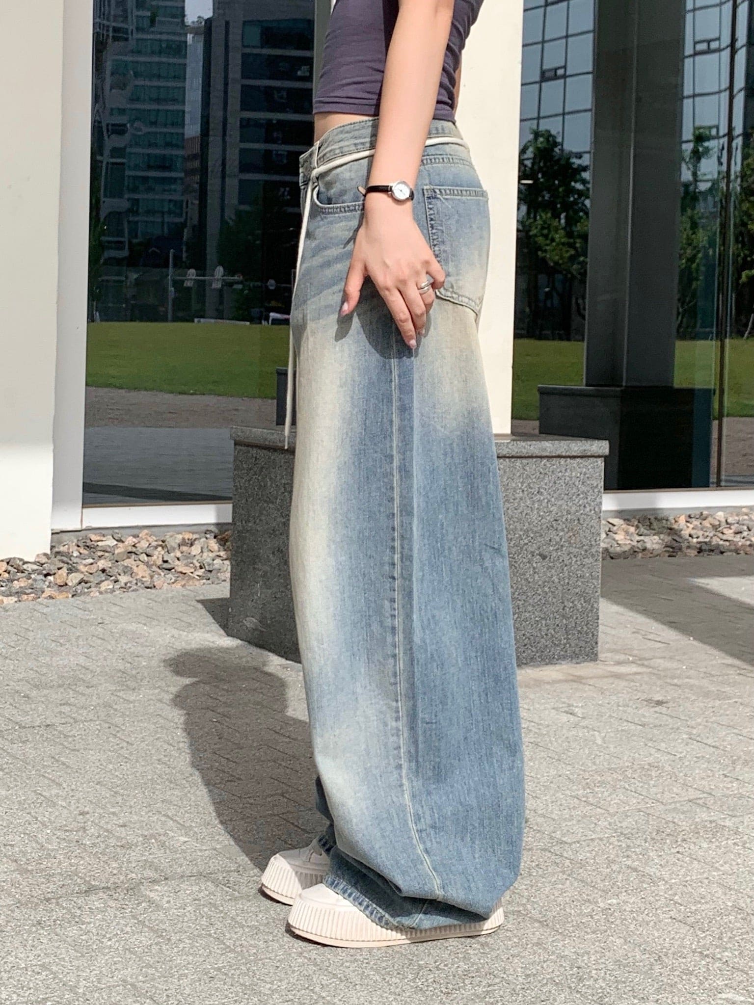 【y2k vibe】String Balloon Wide Jeans