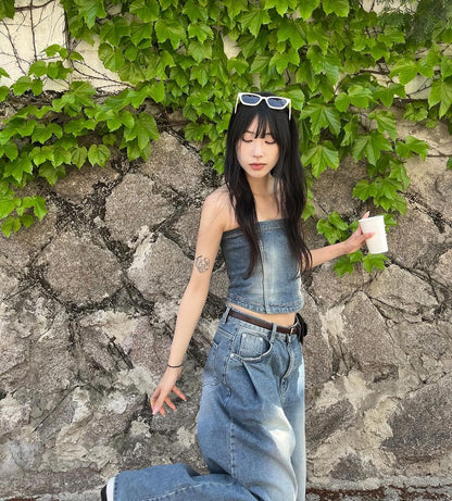 【y2k vibe】Denim Tube Top