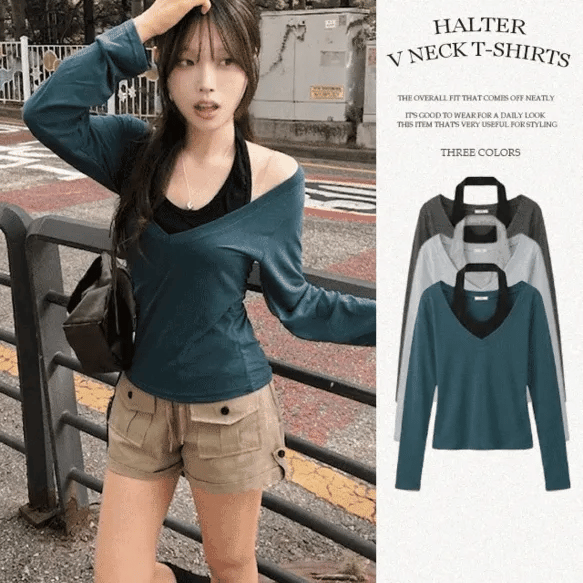 【顯瘦V領】Halter V Neck T-shirts