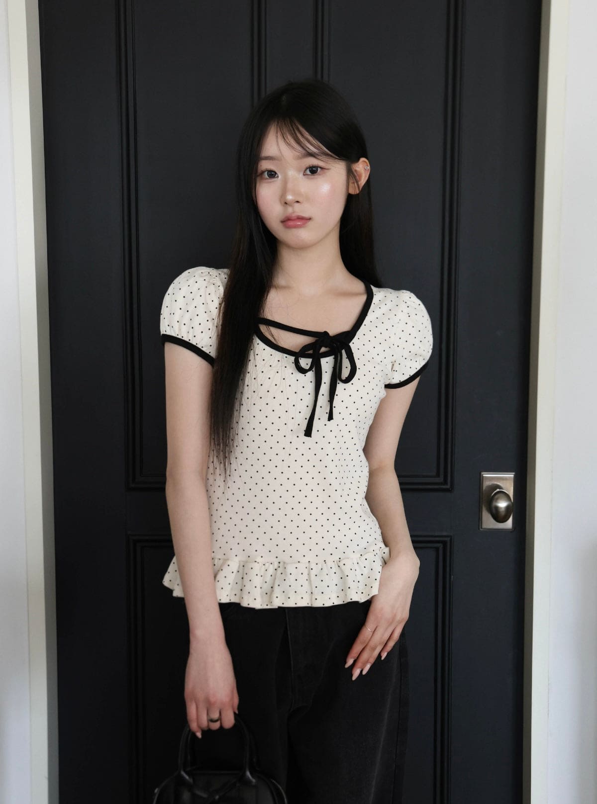 【🖤y2k hits】Dot Ruffles Top