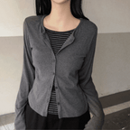 【y2k學院風】Stripe Layered Cardi Set