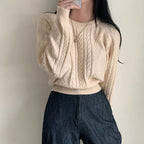 Autumn/Winter Color-Coated Cable Knit Tops