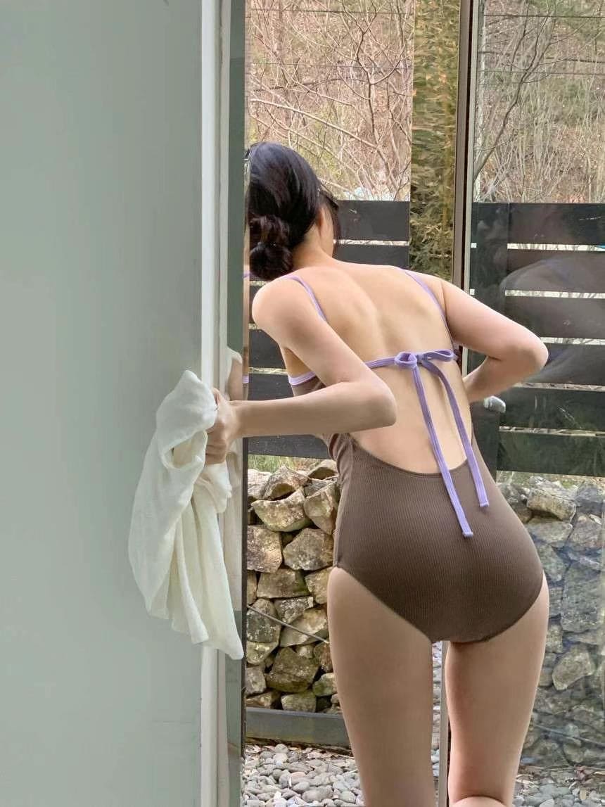 【🤎Simple and Beginner's Guide】Ribbon Back Monokini 