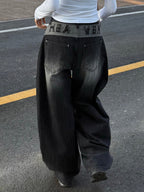 【🖤彎刀褲】Heaven Patch Wide Jeans