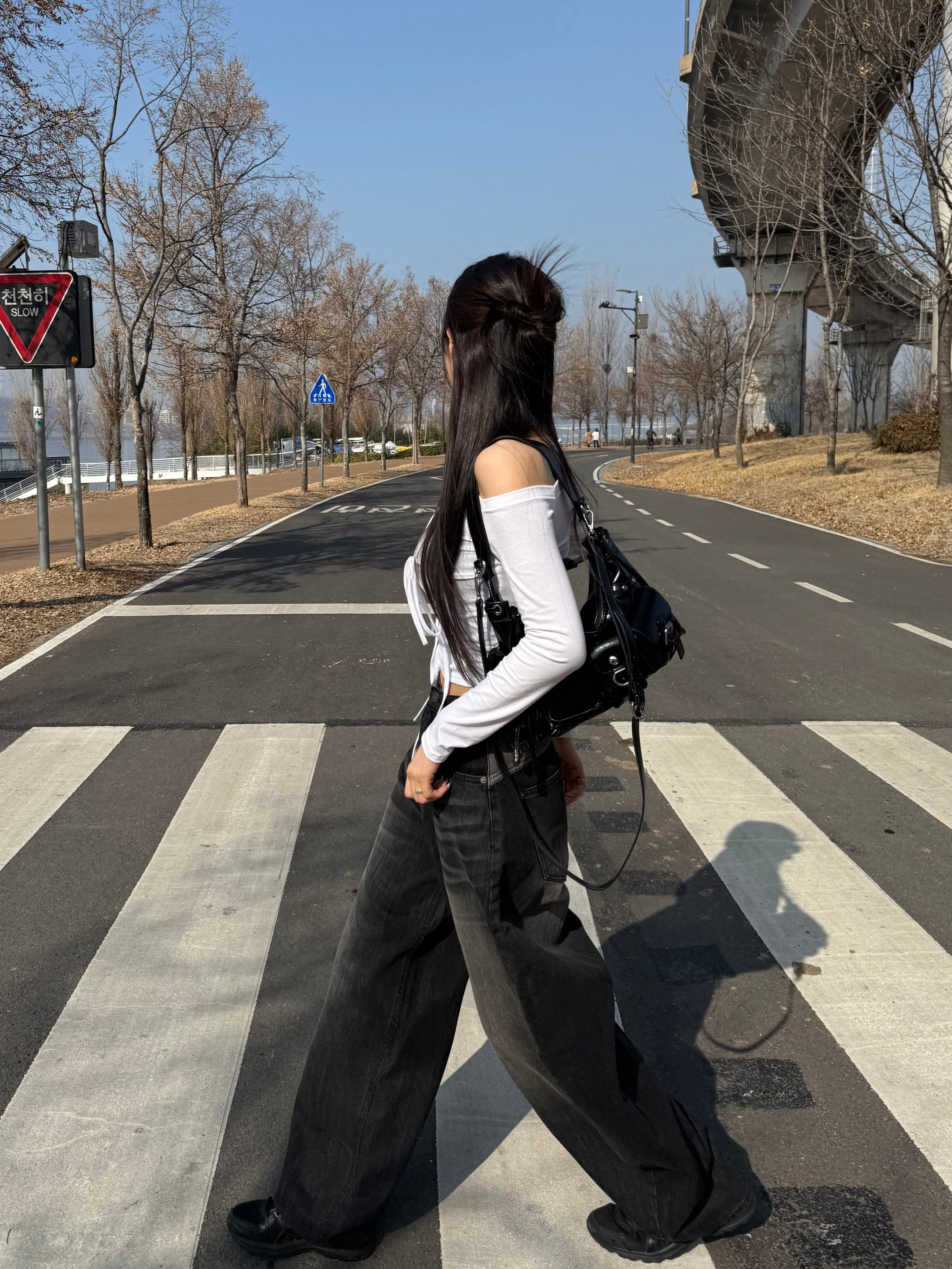 【🖤彎刀褲】Heaven Patch Wide Jeans