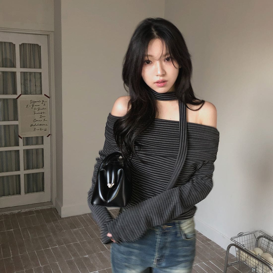 【🗝️約會必備】Stripe Off Shoulder Set
